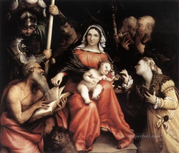 Las bodas místicas de Santa Catalina 1524 Renacimiento Lorenzo Lotto Pinturas al óleo